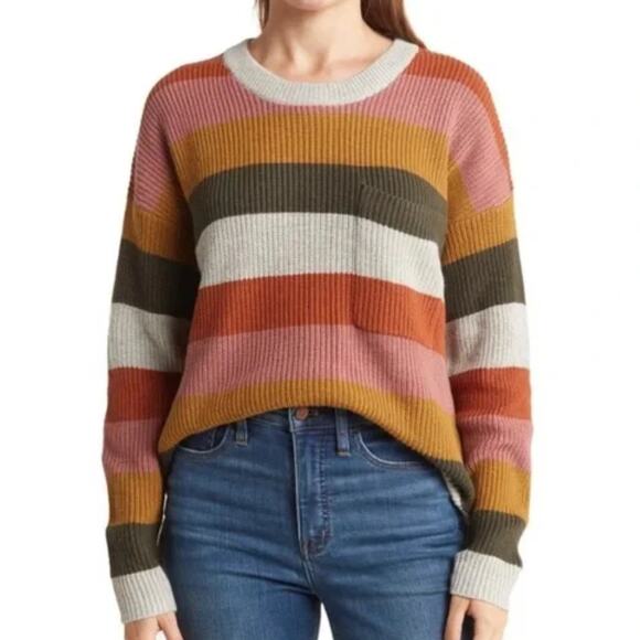 Madewell Sweaters - Madewell Thompson Rainbow Stripe Pocket Pullover Sweater